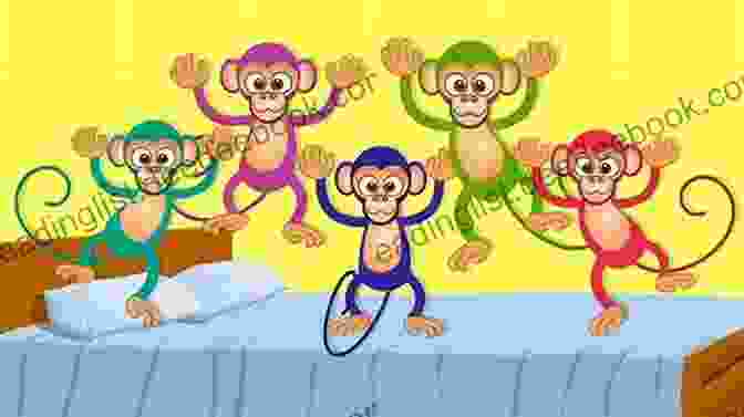 A Brown Monkey Jumping On A White Bed Five Little Ghosts Jumping On The Bed: Halloween Nursery Rhyme Retelling Of Five Little Monkeys Jumping On The Bed