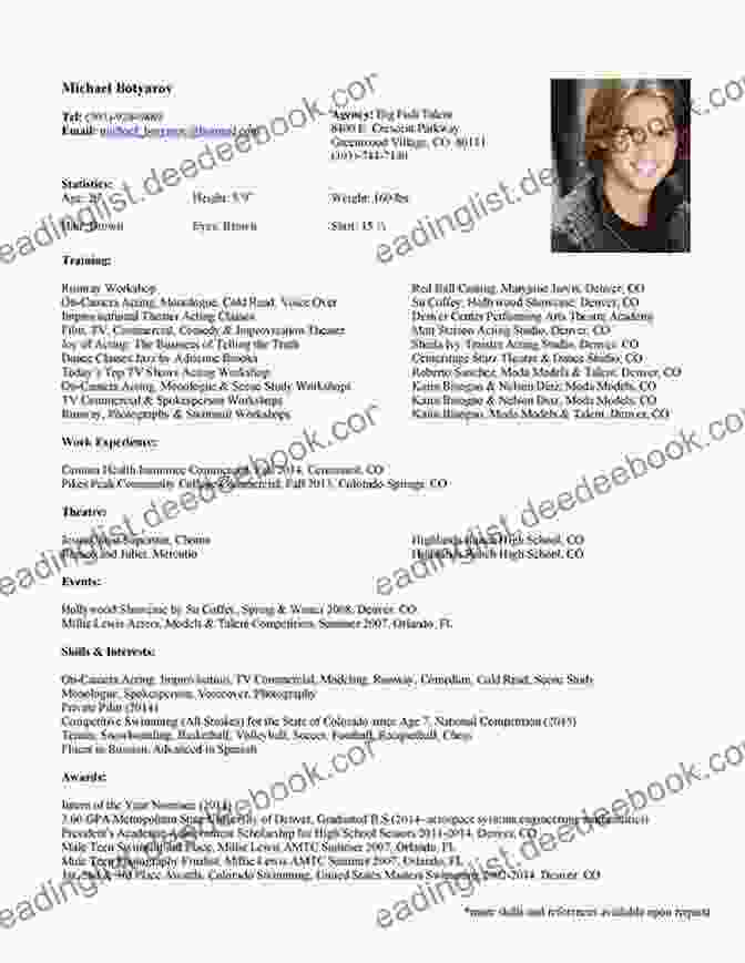A Resume And Headshot Of An Aspiring Actor How To Be A Successful Actor: Becoming An Actorpreneur