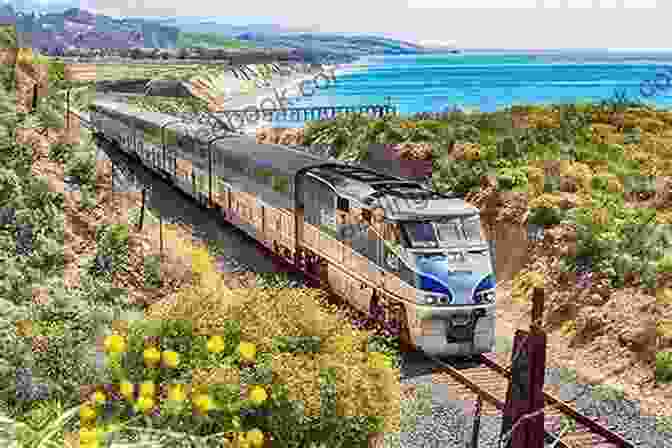 Train Running Along A Scenic Coastline With碧海蓝天 And Sandy Beaches A Of Railway Journeys